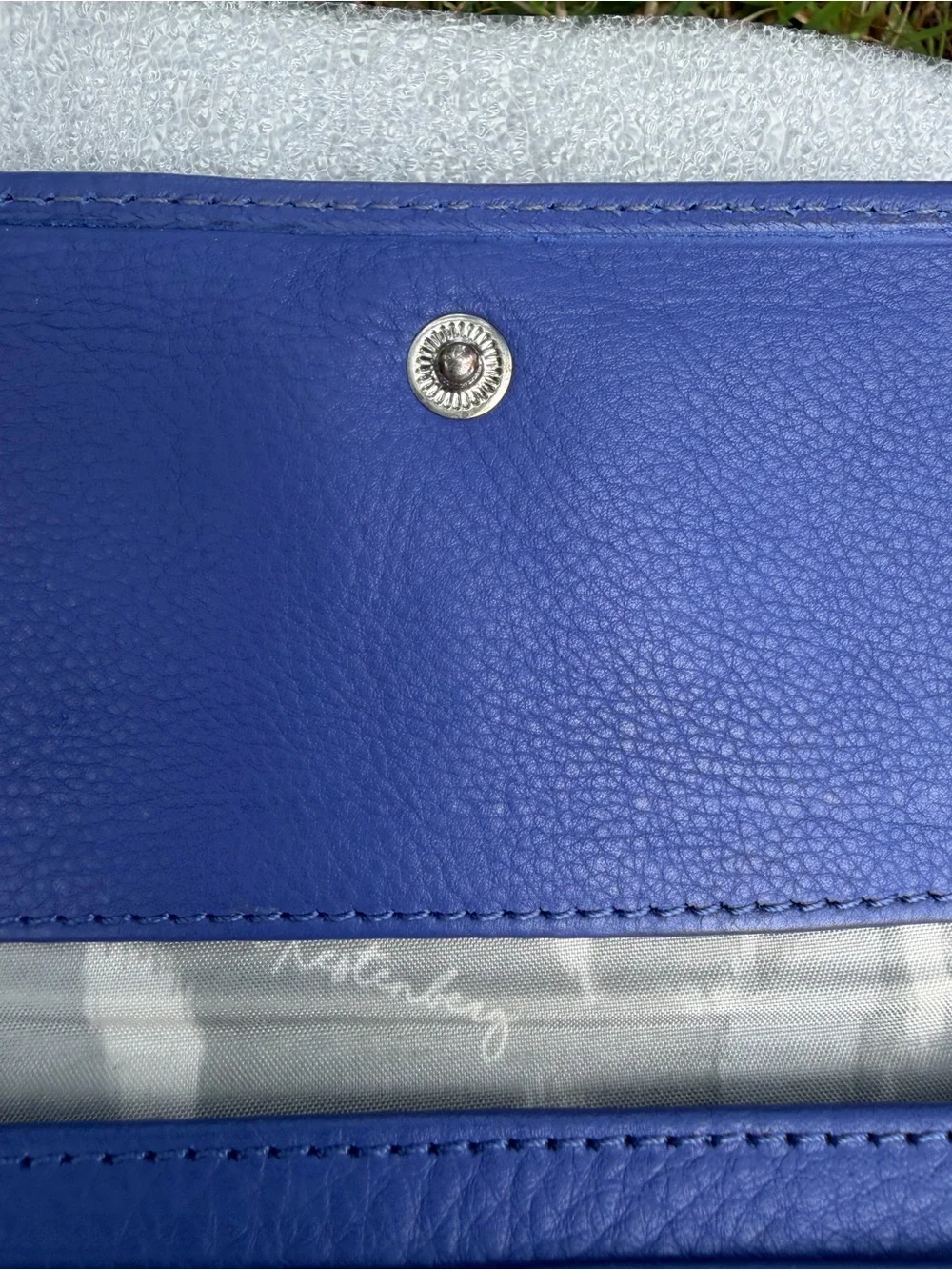 Aimee Kestenberg Purple Leather Card Wallet with Silver Logo